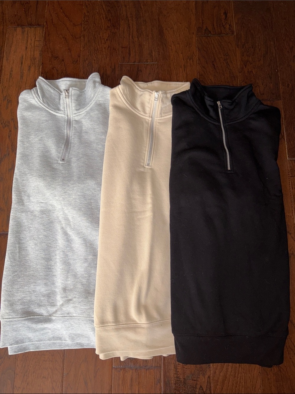 Full set Half-Zip Sweatshirts Light Gray, Cream, and Black